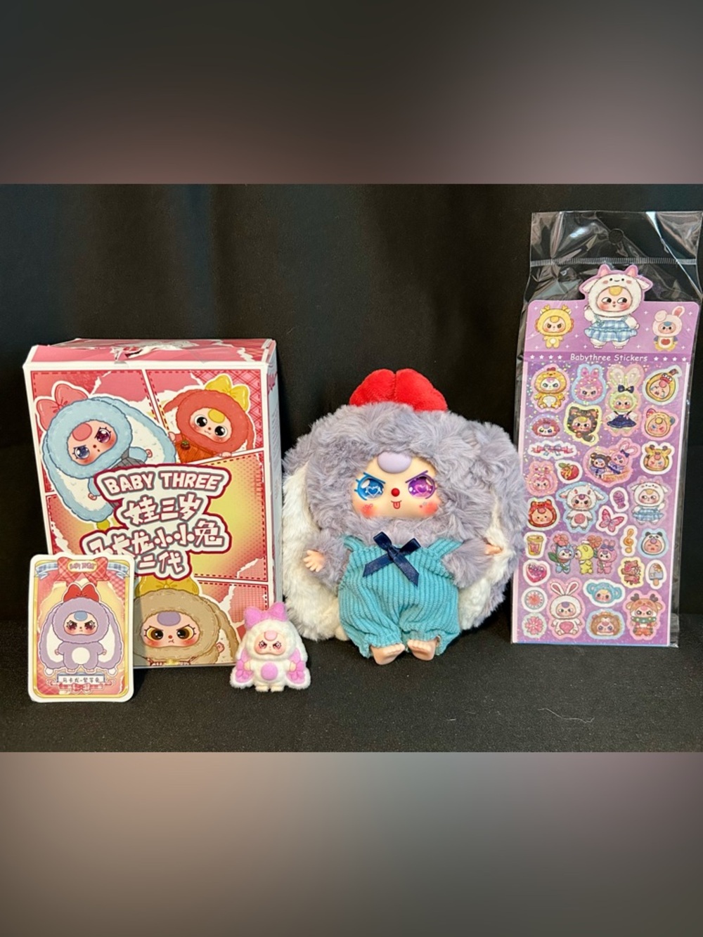 Baby Three Macaron Cute Bunny V2. Purple Taro with special eyes